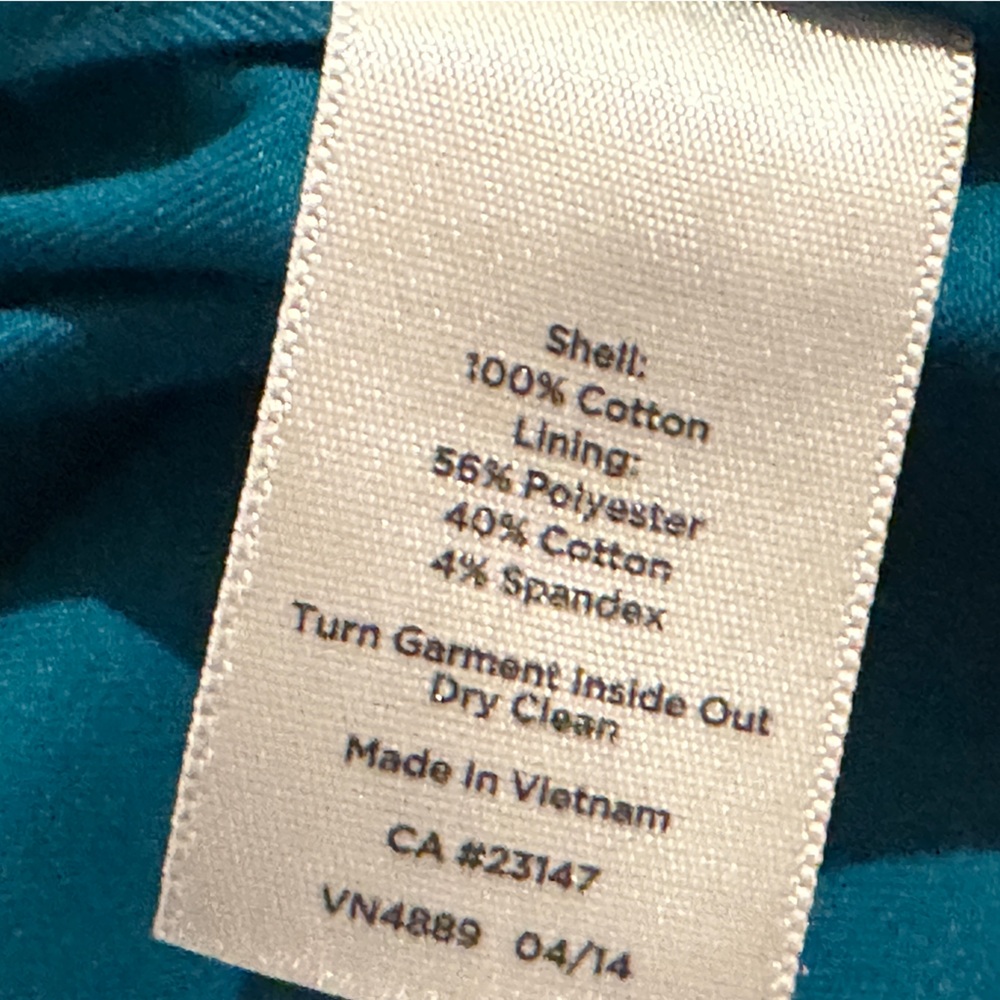 Talbots Teal Blue Long Sleeve Cotton Lace Dress size 10 Fully Lined - Picture 6 of 6